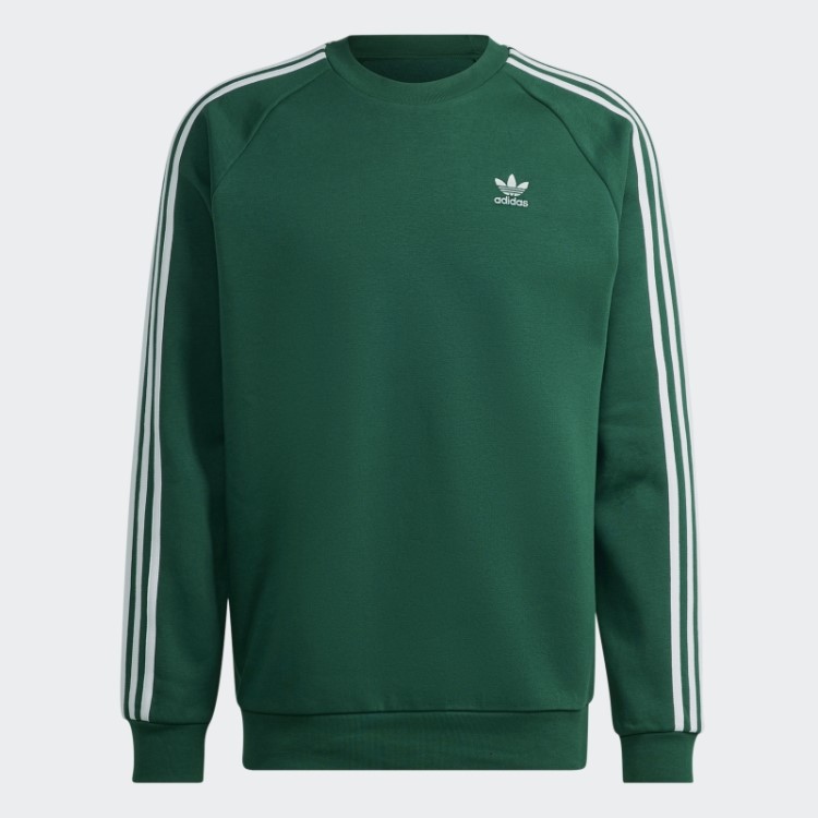Moletom Adicolor Classics 3 Listras Da Tripulação Adidas Verde Escuro