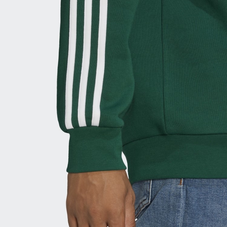 Moletom Adicolor Classics 3 Listras Da Tripulação Adidas Verde Escuro