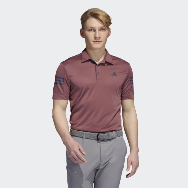 Camisa Polo Adidas Bordô Com As Três Listras