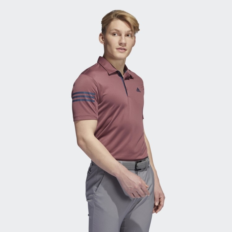 Camisa Polo Adidas Bordô Com As Três Listras