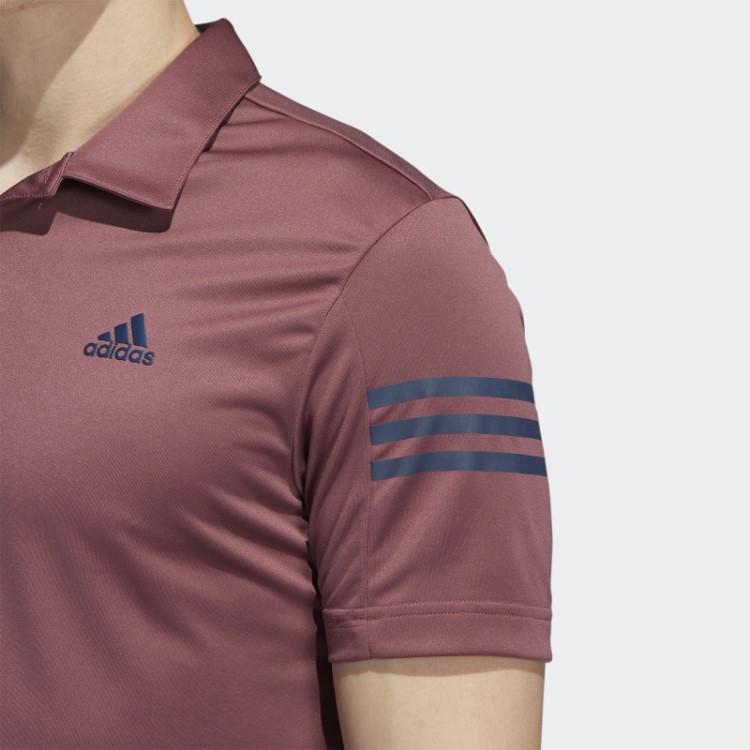 Camisa Polo Adidas Bordô Com As Três Listras