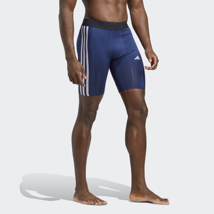 Meia-calça De Treinamento Azul Escuro Techfit Com As Três Listras Adidas