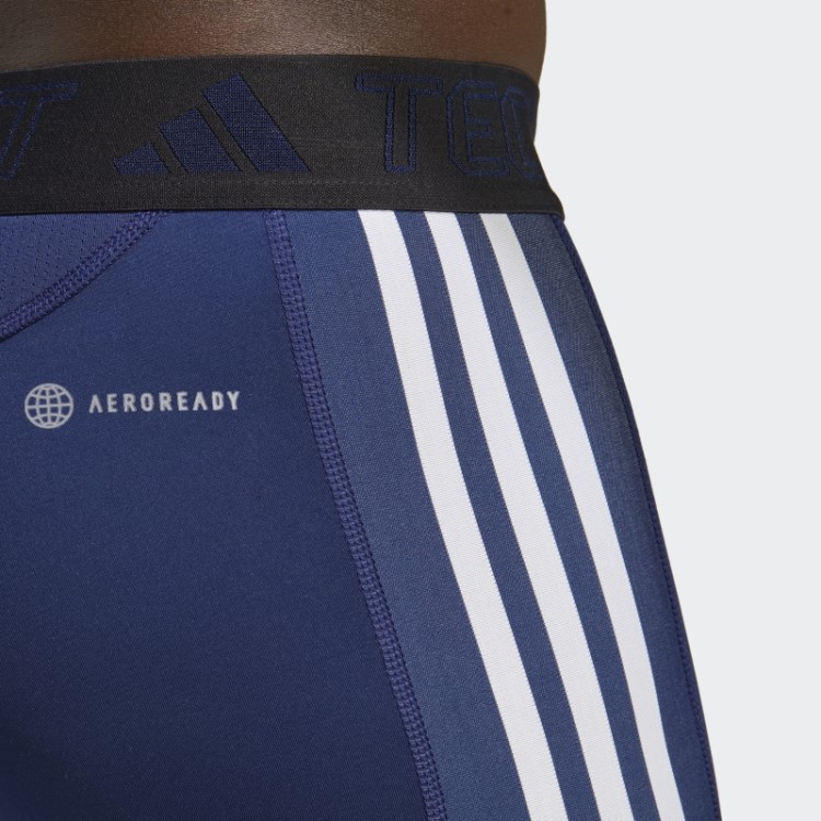 Meia-calça De Treinamento Azul Escuro Techfit Com As Três Listras Adidas