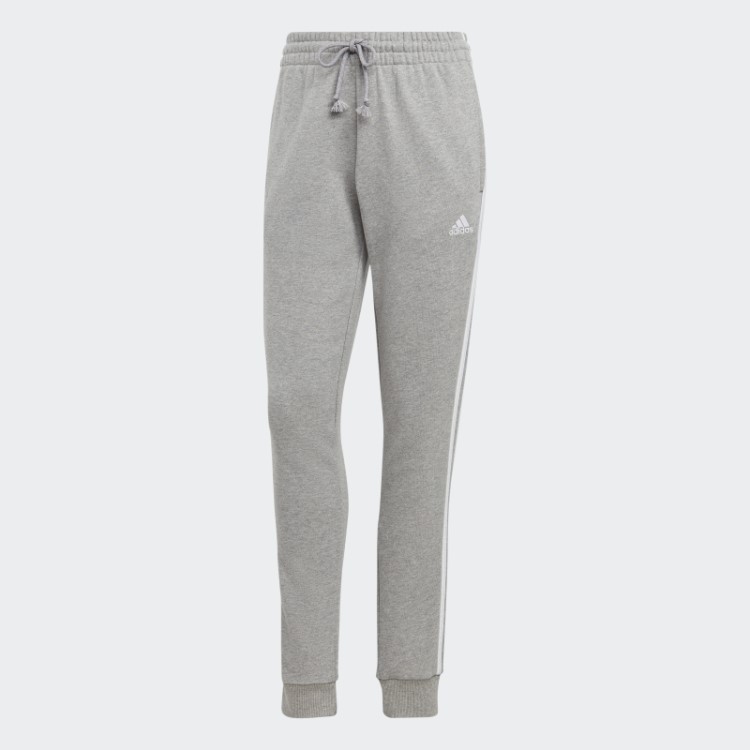 Calça Felpuda Com As Três Listras Essentials Cinza Médio Adidas