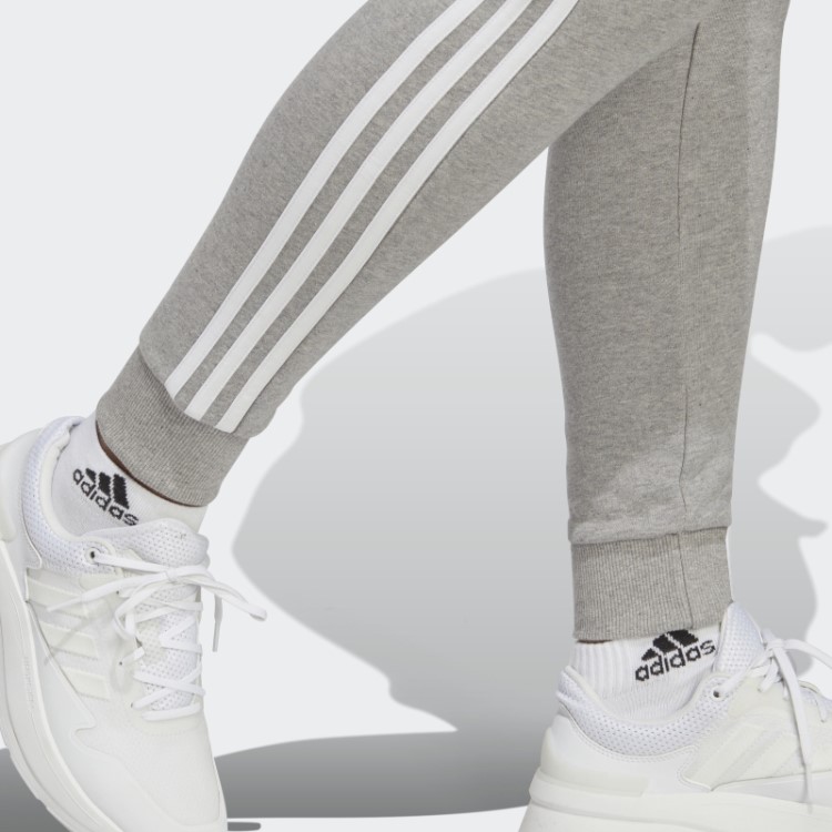 Calça Felpuda Com As Três Listras Essentials Cinza Médio Adidas
