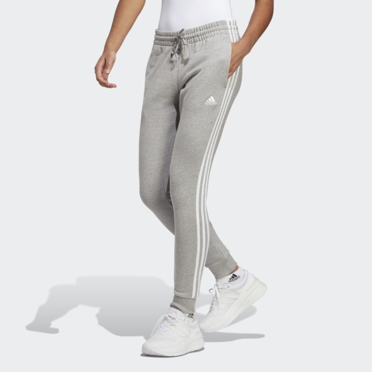 Essentials Calça Felpuda Com As Três Listras French Terry Adidas Cinza Médio