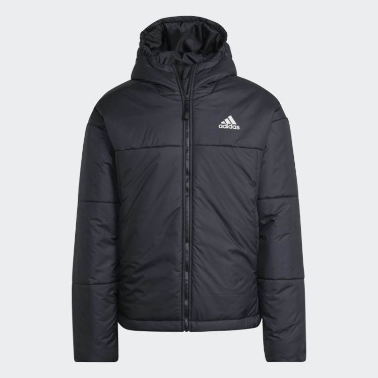 Jaqueta Bufante Com Capuz Preto Bsc 3 Listras Adidas