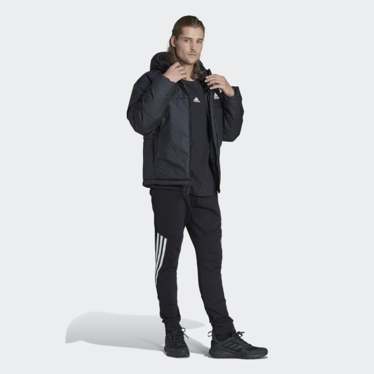 Jaqueta Bufante Com Capuz Preto Bsc 3 Listras Adidas
