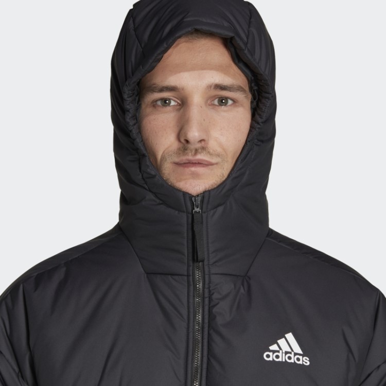 Jaqueta Bufante Com Capuz Preto Bsc 3 Listras Adidas