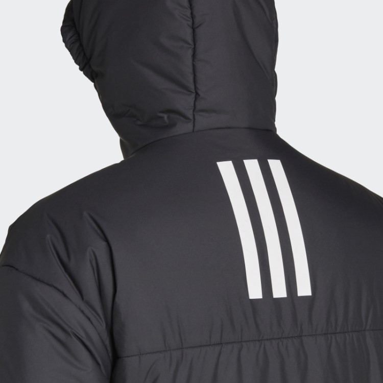 Jaqueta Bufante Com Capuz Preto Bsc 3 Listras Adidas