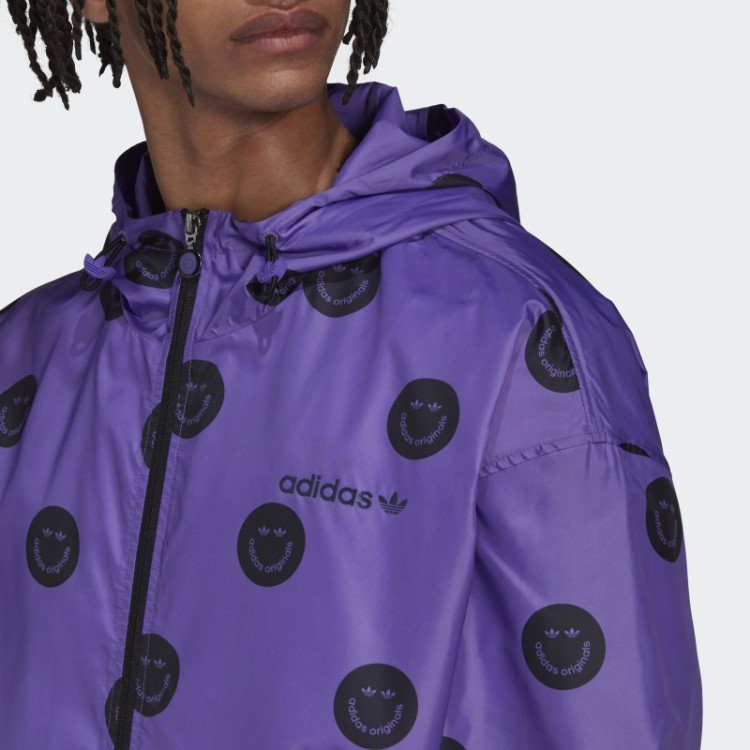 Jaqueta Corta Vento Com Estampa Allover Roxa Rush Da Adidas