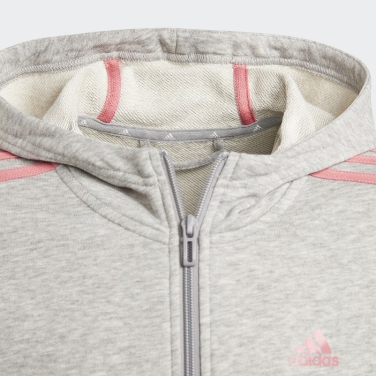 Moletom Com Capuz Cinza Médio Adidas Essentials Com As Três Listras