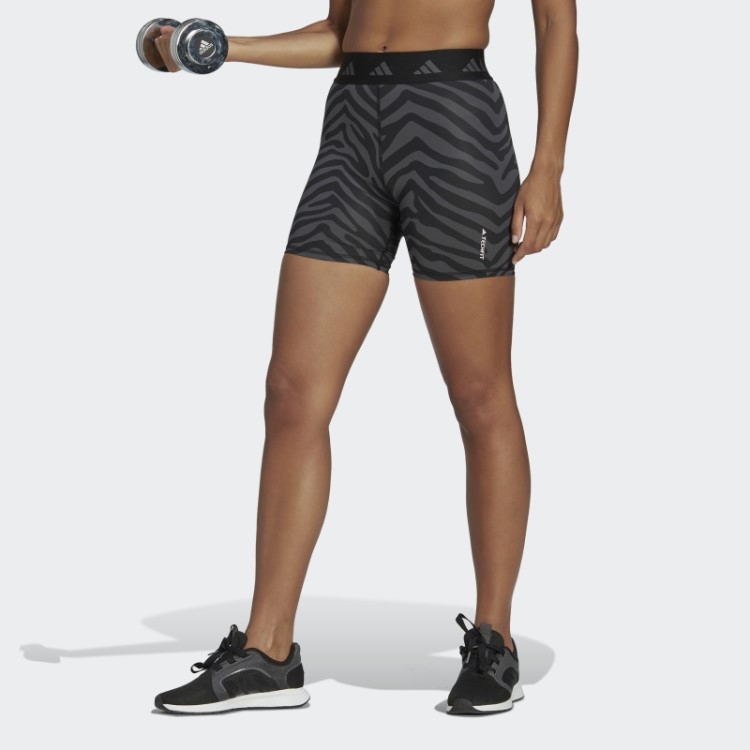Short Cintura Alta Adidas Hyperglam Techfit Zebra Multicolorido