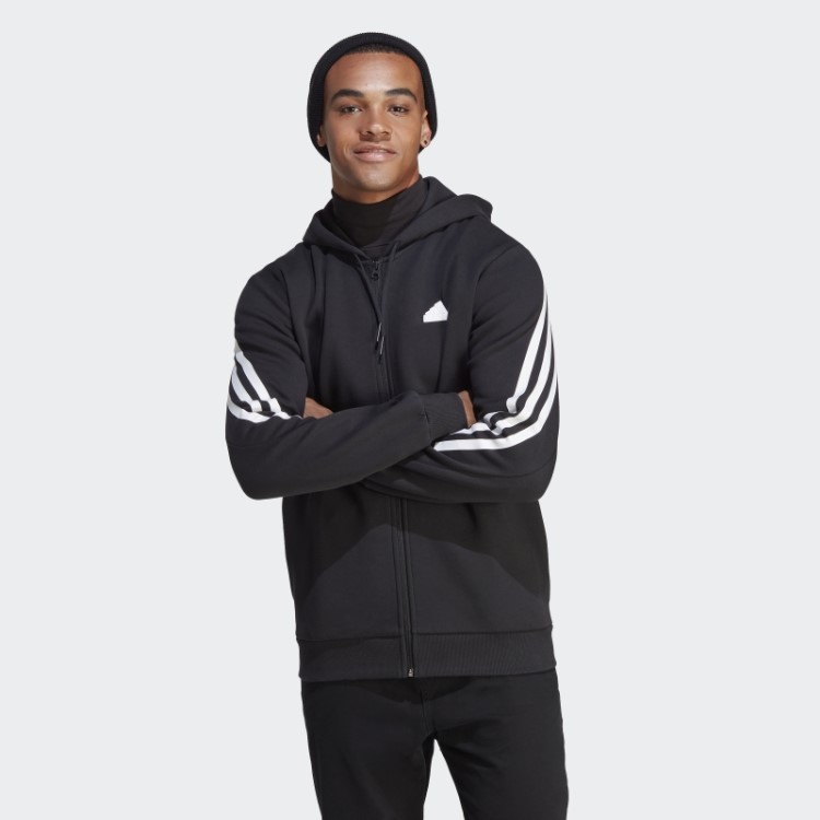 Adidas Future Icons Moletom Com Capuz E Zíper Completo Com Três Listras Moda Branca