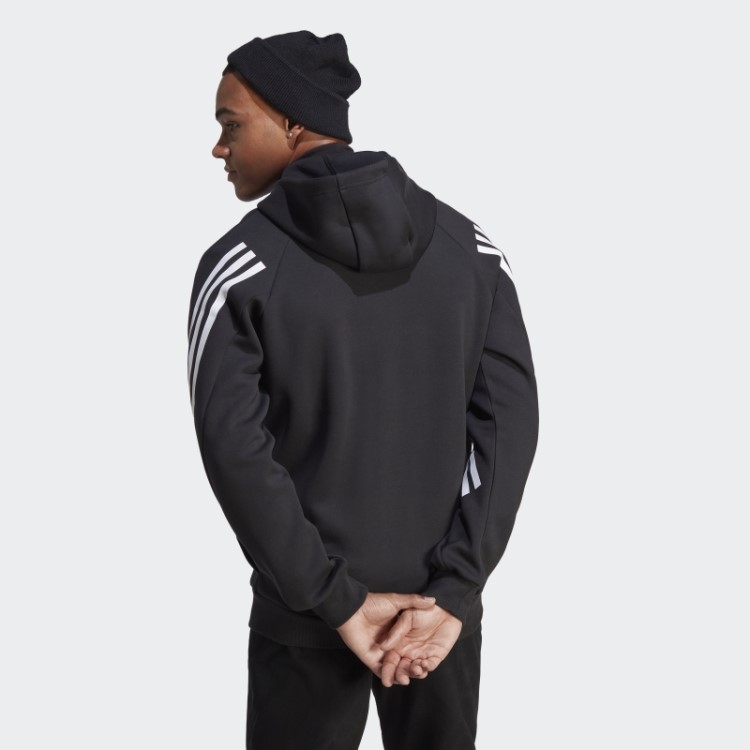 Adidas Future Icons Moletom Com Capuz E Zíper Completo Com Três Listras Moda Branca