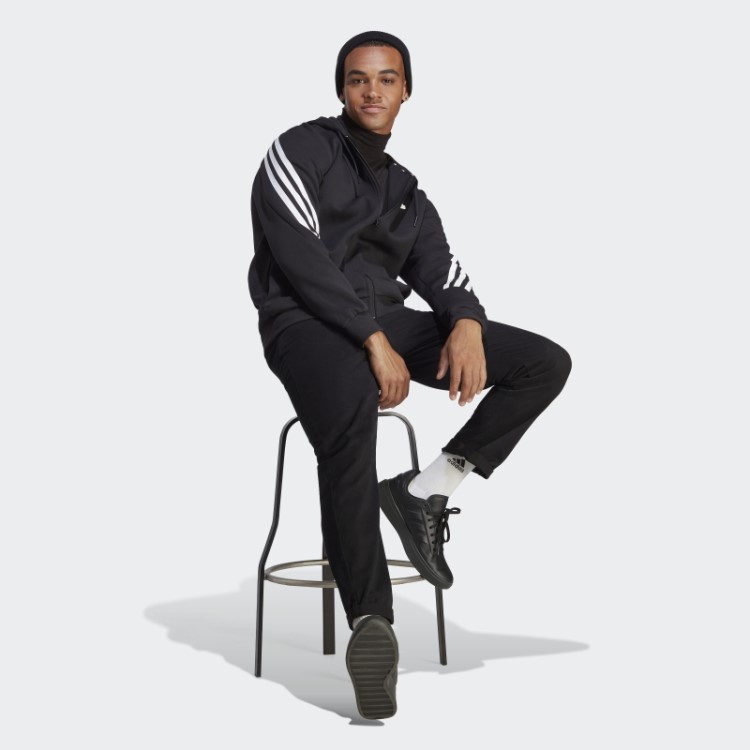 Adidas Future Icons Moletom Com Capuz E Zíper Completo Com Três Listras Moda Branca