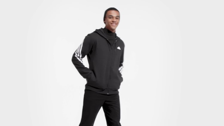 Future Icons Moletom Com Capuz E Zíper Nas Três Listras Preto Adidas