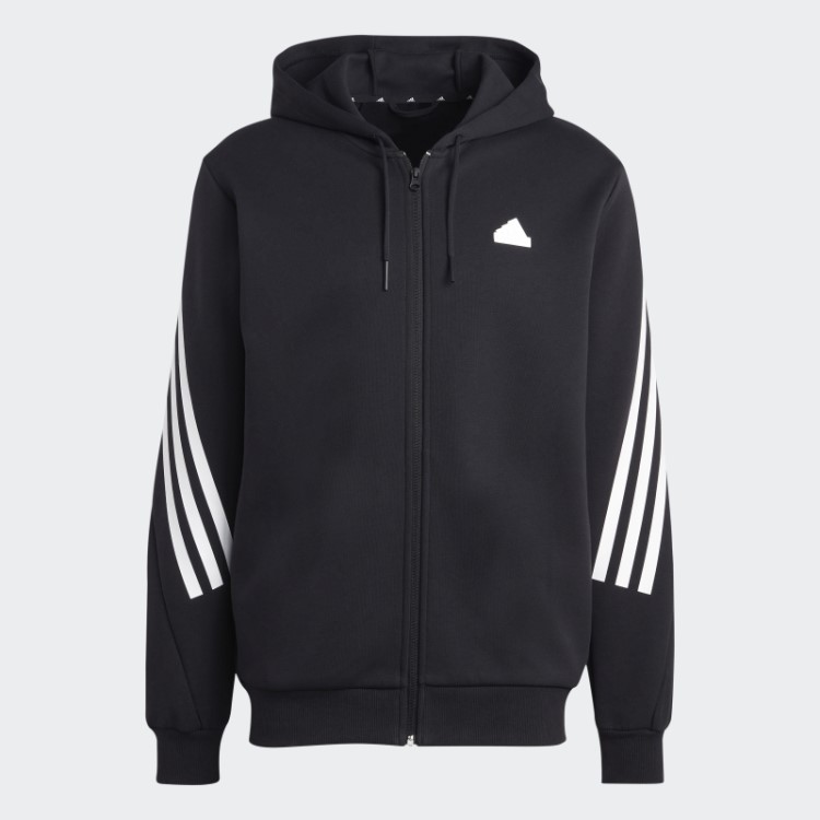 Future Icons Moletom Com Capuz E Zíper Nas Três Listras Preto Adidas