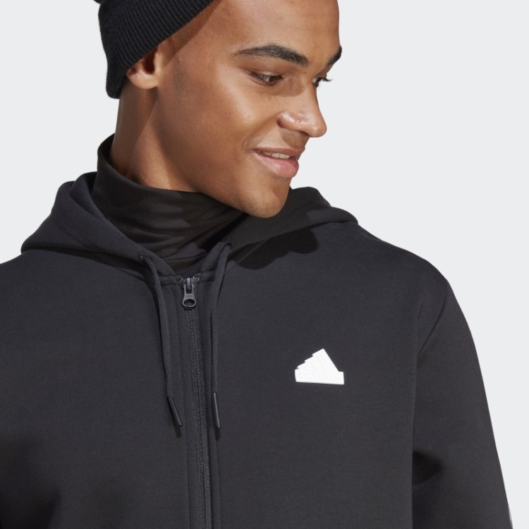 Future Icons Moletom Com Capuz E Zíper Nas Três Listras Preto Adidas