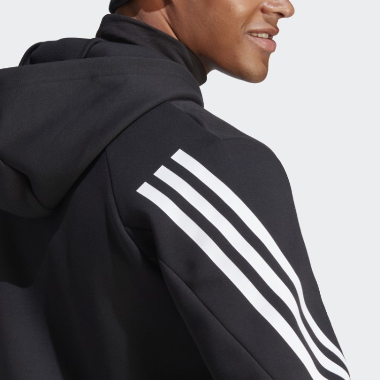 Future Icons Moletom Com Capuz E Zíper Nas Três Listras Preto Adidas