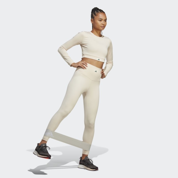 Top Cropped Manga Longa Para Clubes Esportivos De Linho Adidas