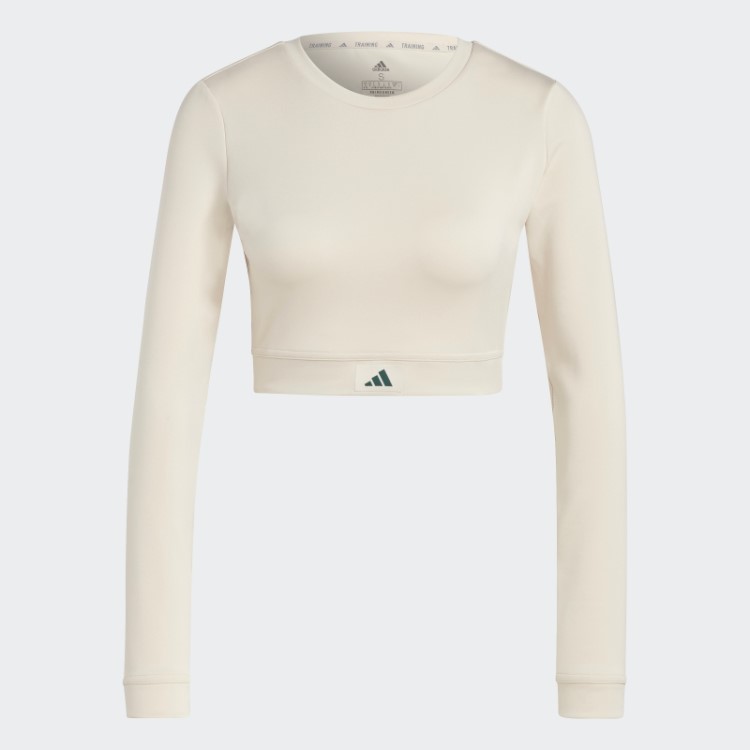 Top Cropped Manga Longa Para Clubes Esportivos De Linho Adidas
