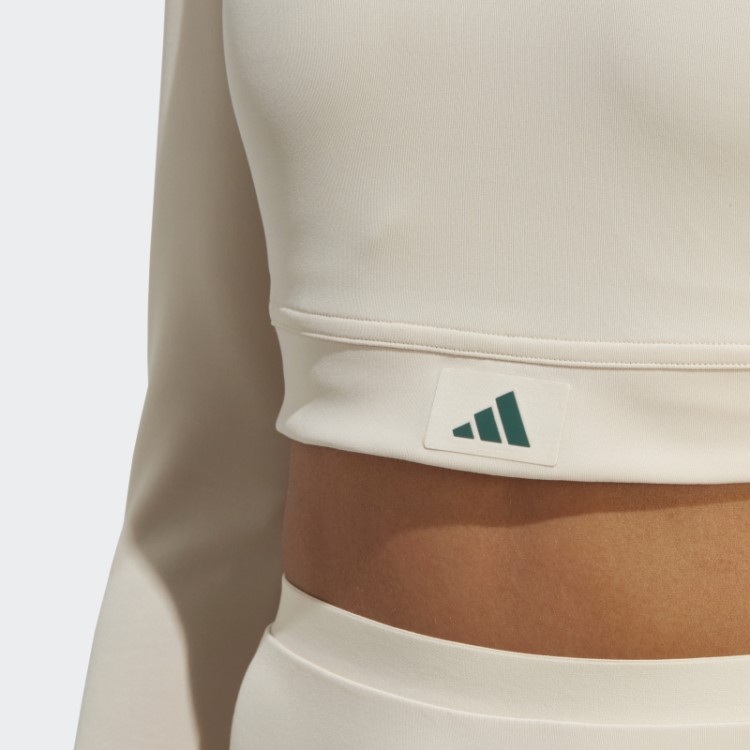 Top Cropped Manga Longa Para Clubes Esportivos De Linho Adidas