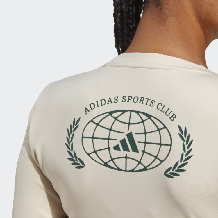 Top Cropped Manga Longa Para Clubes Esportivos De Linho Adidas