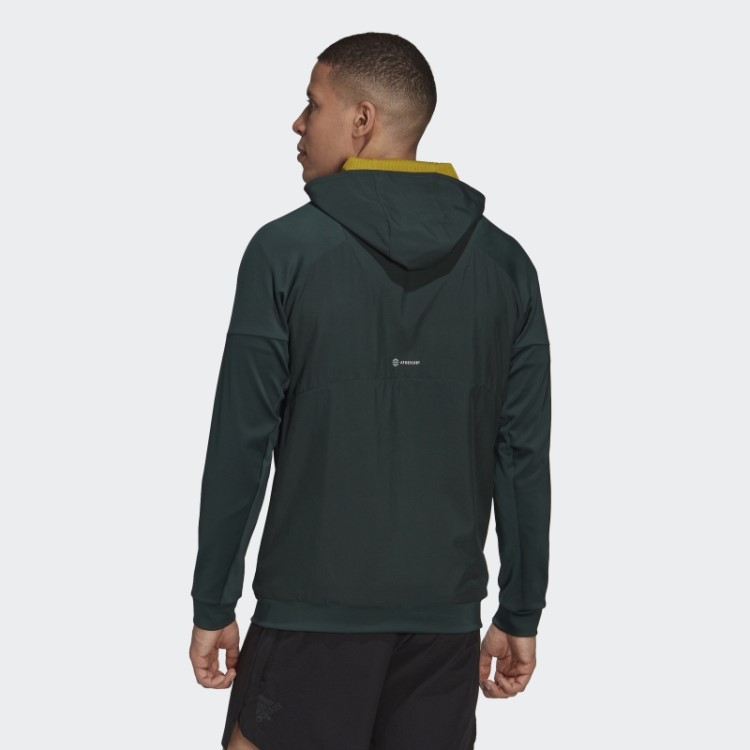 Moletom Com Capuz Verde Adidas Training Com Zíper