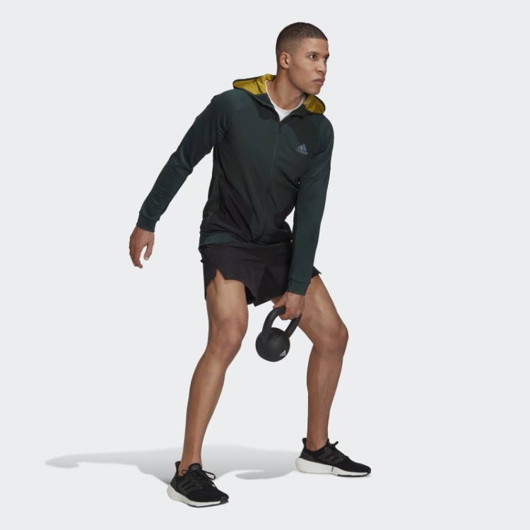 Moletom Com Capuz Verde Adidas Training Com Zíper