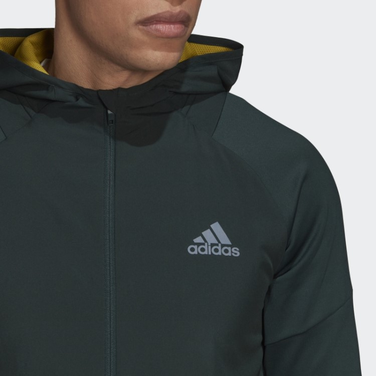 Moletom Com Capuz Verde Adidas Training Com Zíper
