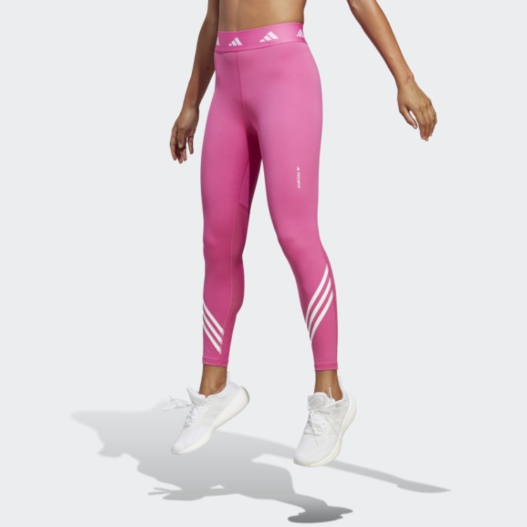 Legging Com As Três Listras Fúcsia Adidas Techfit