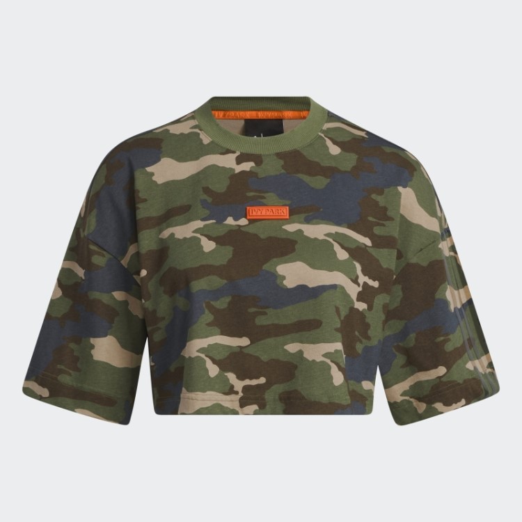 Camiseta Cropped Com Estampa Camuflada Adidas