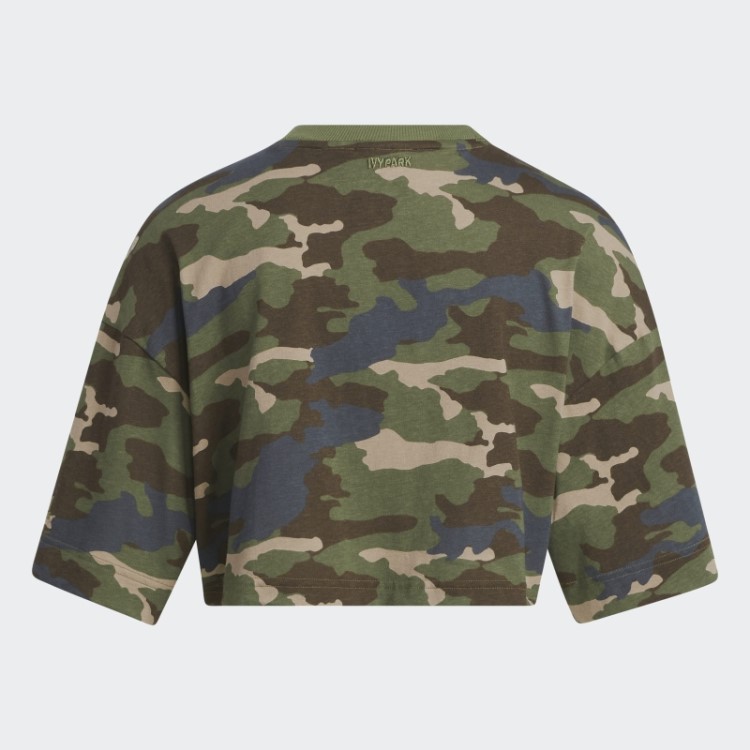 Camiseta Cropped Com Estampa Camuflada Adidas