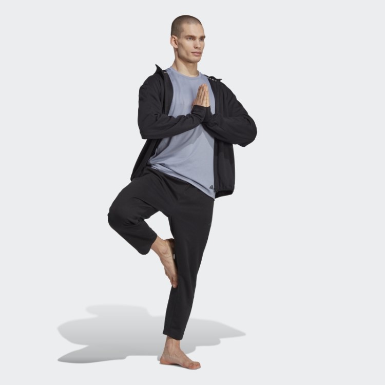 Moletom Preto Com Capuz Aeroready E Zíper Completo Para Yoga Base Adidas