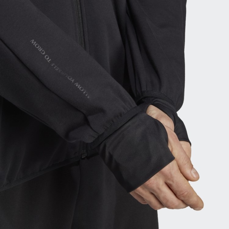 Moletom Preto Com Capuz Aeroready E Zíper Completo Para Yoga Base Adidas