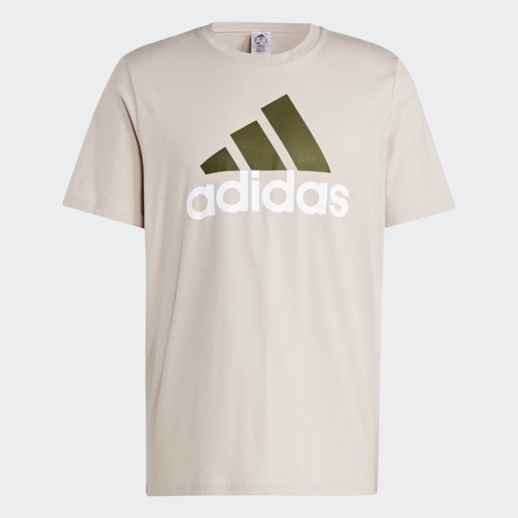 Camiseta Taupe Essentials Single Jersey Com Logo Grande Adidas