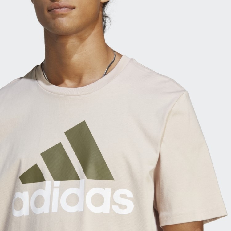 Camiseta Taupe Essentials Single Jersey Com Logo Grande Adidas