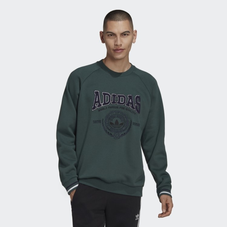 Moletom Varsity Gola Redonda Verde Mineral Adidas