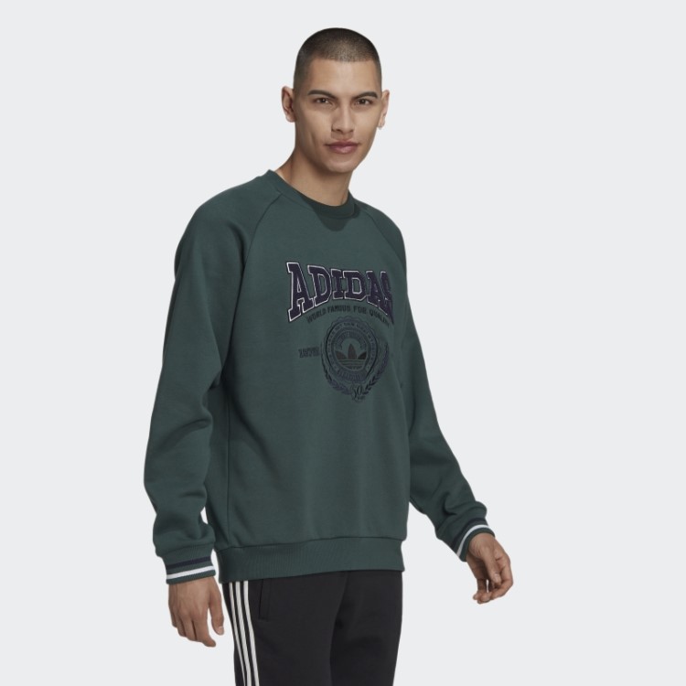Moletom Varsity Gola Redonda Verde Mineral Adidas
