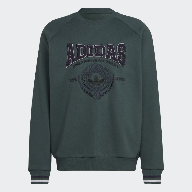 Moletom Varsity Gola Redonda Verde Mineral Adidas