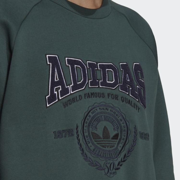 Moletom Varsity Gola Redonda Verde Mineral Adidas