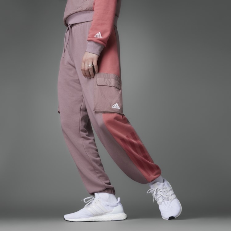 Calça Adidas Colorblock French Terry Roxa