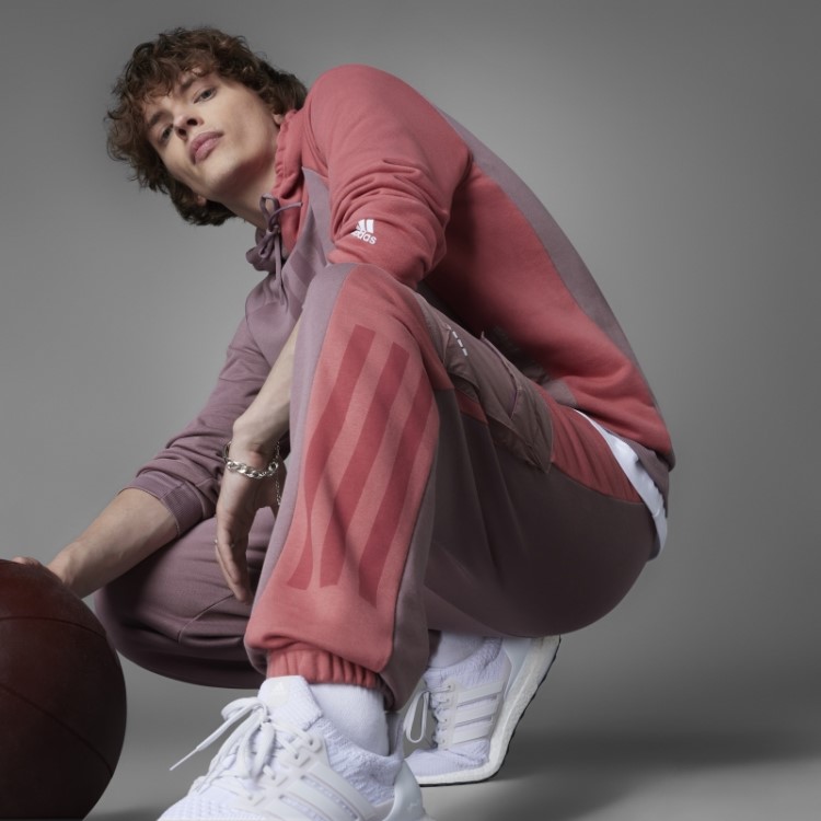 Calça Adidas Colorblock French Terry Roxa