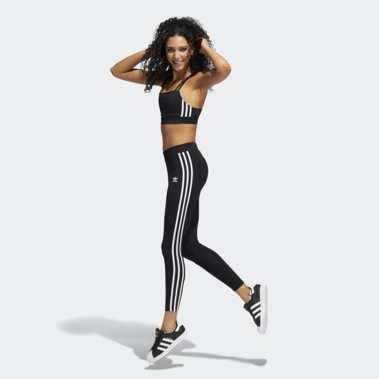 Meia-calça Preta Adicolor Classics Com As Três Listras Adidas