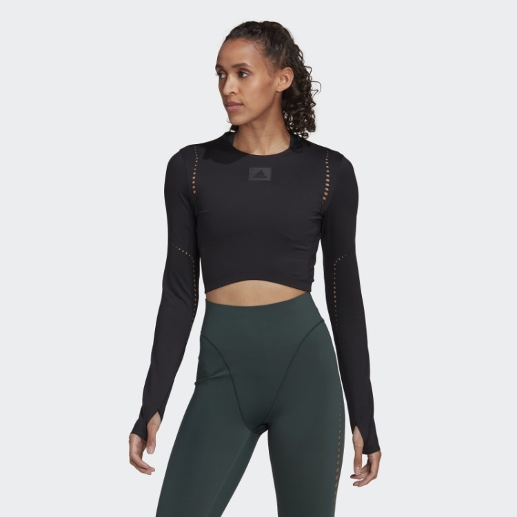 Top De Manga Comprida Adidas Top Preto Fashion