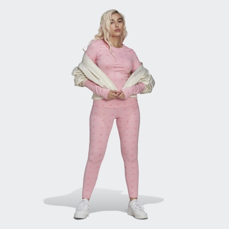 Legging Adidas Rosa Claro 7/8 Cintura Alta Com Estampa Allover