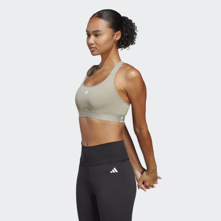 Sutiã De Treino De Suporte Médio Adidas Powerreact De Pebble Prateado