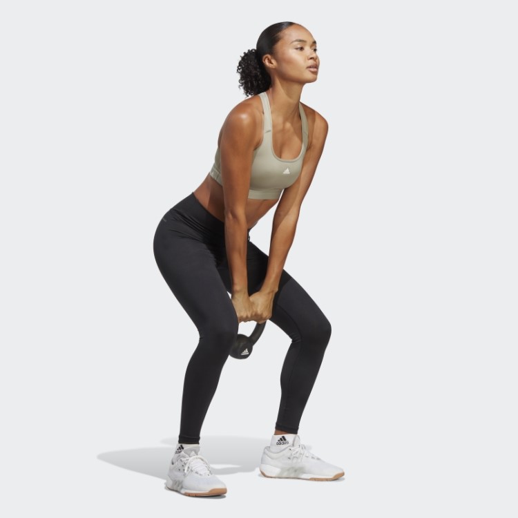 Sutiã De Treino De Suporte Médio Adidas Powerreact De Pebble Prateado