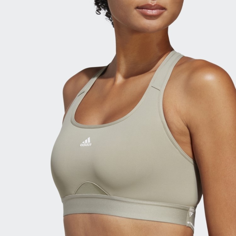 Sutiã De Treino De Suporte Médio Adidas Powerreact De Pebble Prateado
